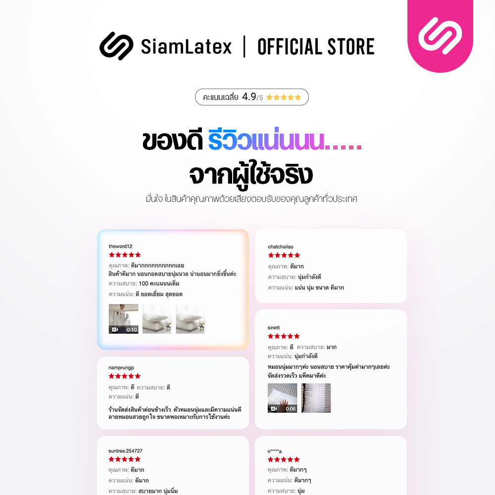 หมอนไมโครไฟเบอร์ SIAMLATEX รุ่น ESSENTIAL 3D